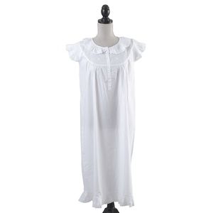 Taleen Ladies Lightweight Cool White 100% cotton Ladies Embroidered Nightgown